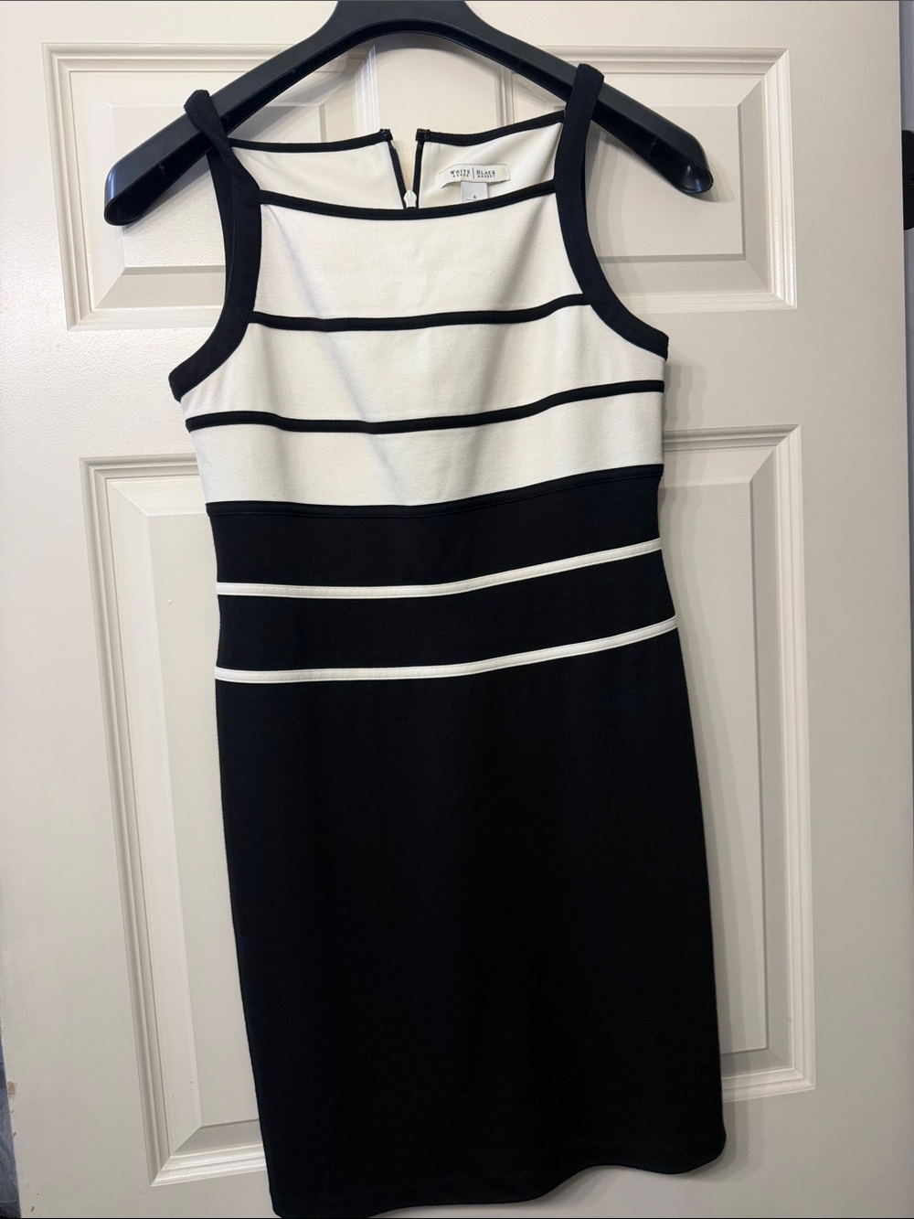 White House Black Market Black and White Striped Sheath Dress